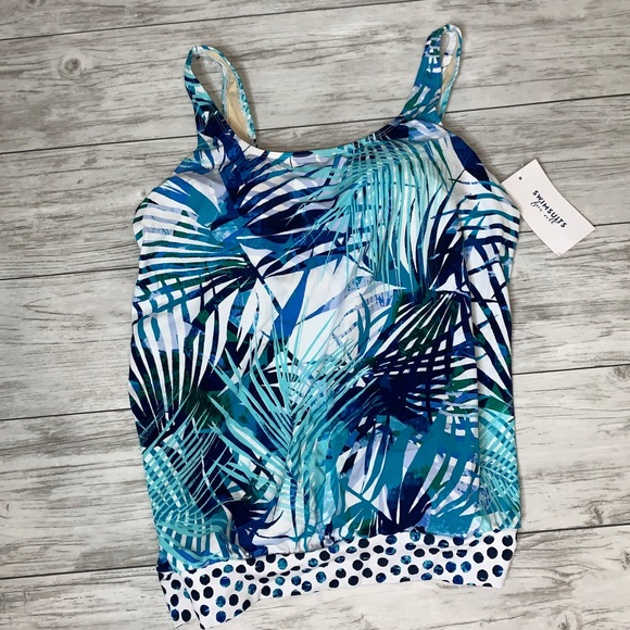 Swimsuits For All Other - Swimsuits For All Blue / White Tankini Top 12 NWT